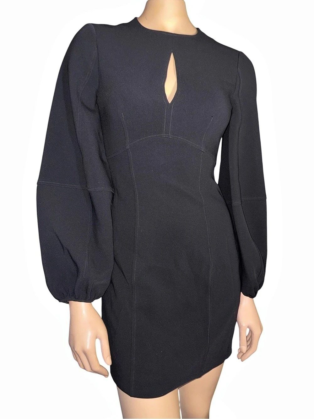 Cinq a sept women's Danica balloon Sleeve Keyhole Mini Dress Black size